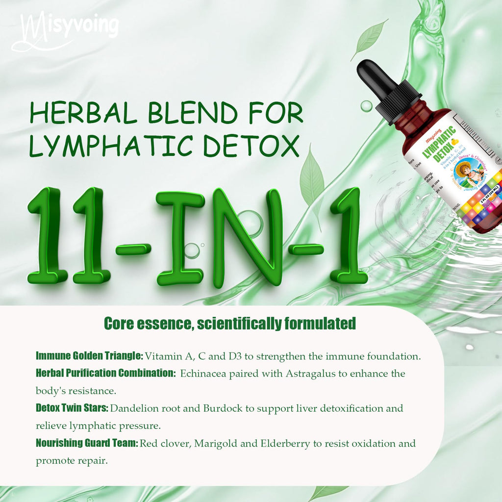 Misyvoing Liposomal Lymphatic Detox & Drainage Drops –Multivitamins A、C、D + Herbal Blend with Elderberry & Echinacea– Supports Lymphatic Drainage, Immune System & Detox - Maple Wellness Supplements