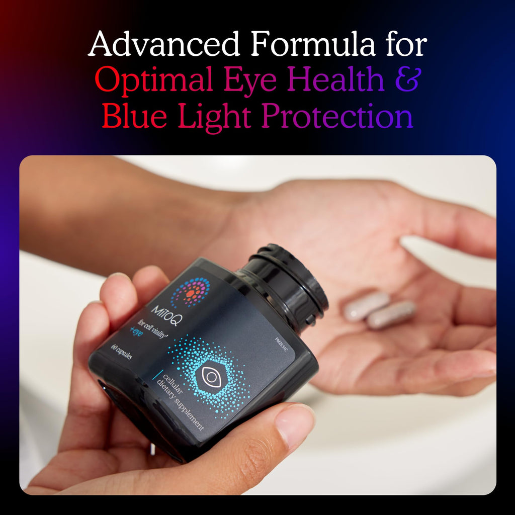 MitoQ +Eye – Eye Health Supplement with Lutein & Zeaxanthin (5:1 Ratio), Bilberry, Maritime Pine Bark, Zinc, Mitoquinol | Supports Macular Health, Visual Clarity & Blue Light Defense - TrustMedUSA