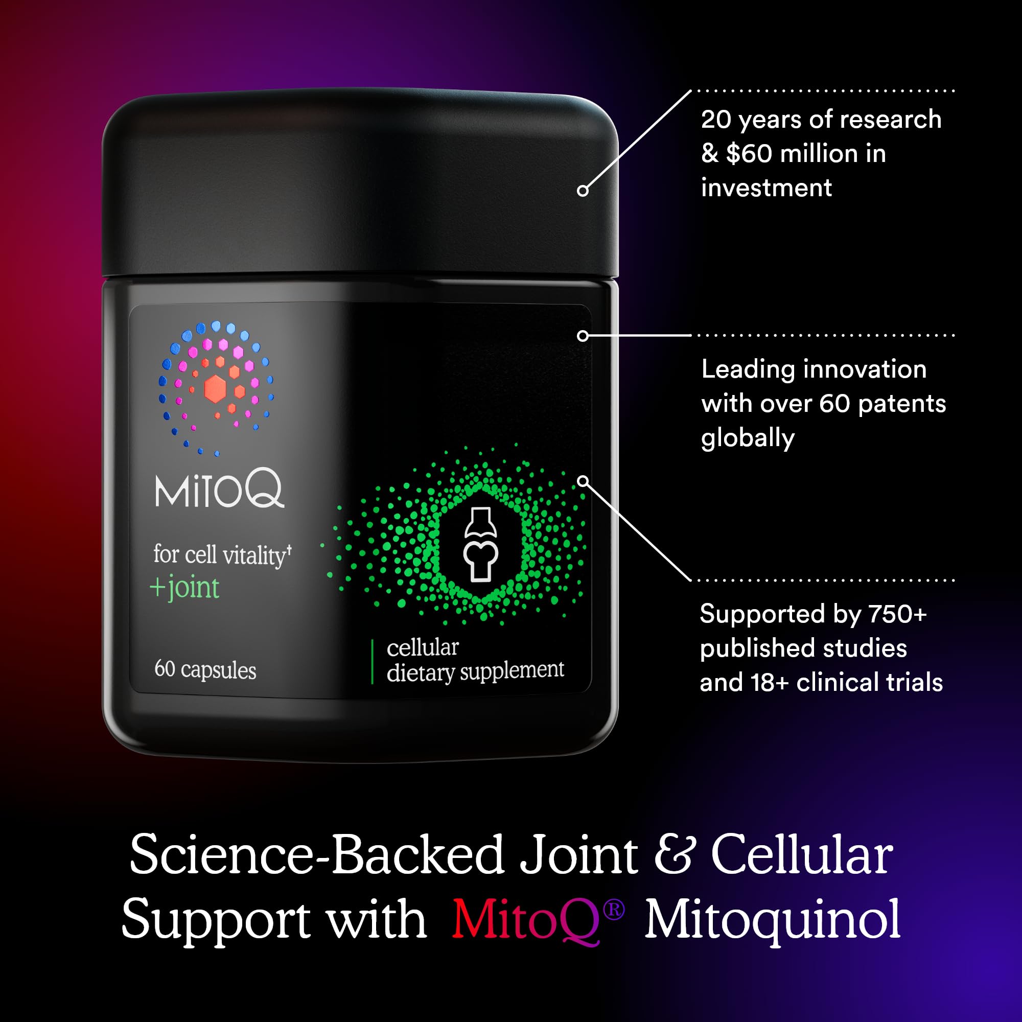 MitoQ +Joint Advanced CoQ10 Antioxidant Supplement - Contains Mitoquinol Mesylate & Green Lipped Mussel Omega Oil Extract - Supports Healthy Joint, Mobility and Cell Vitality (60 Softgel Capsules) - TrustMedUSA