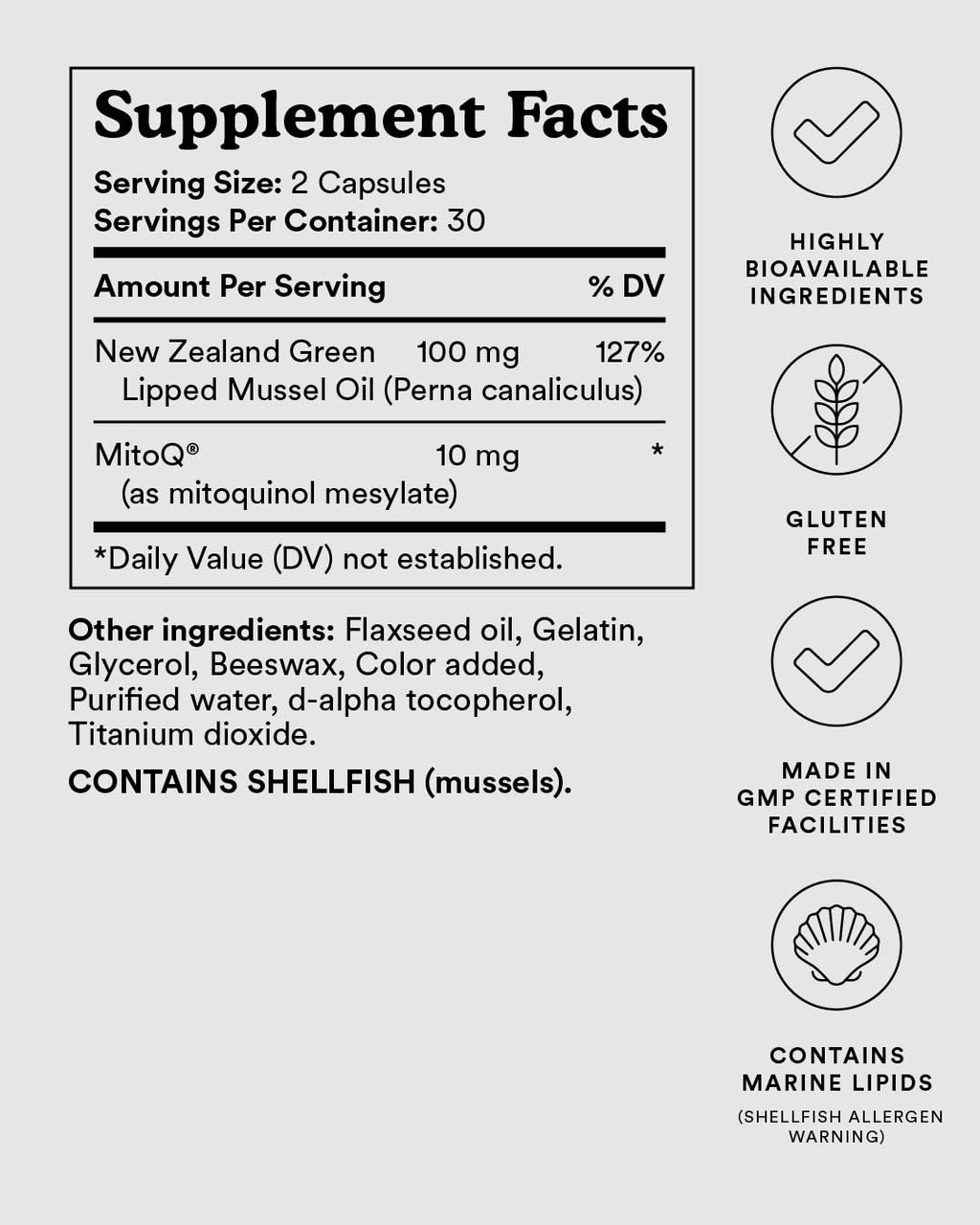 MitoQ +Joint Advanced CoQ10 Antioxidant Supplement - Contains Mitoquinol Mesylate & Green Lipped Mussel Omega Oil Extract - Supports Healthy Joint, Mobility and Cell Vitality (60 Softgel Capsules) - TrustMedUSA
