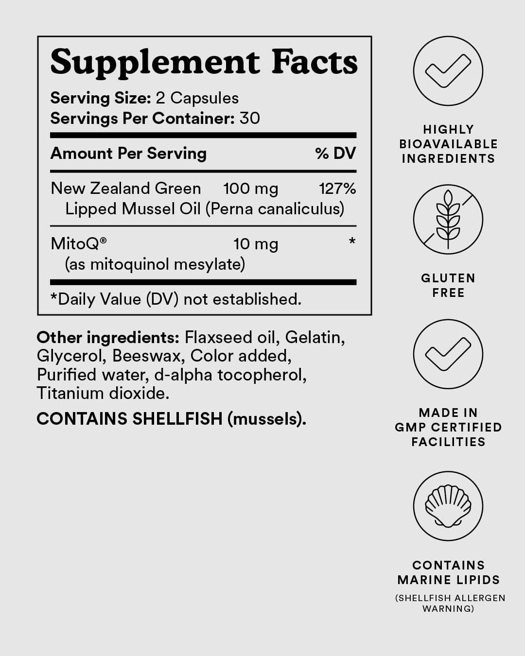 MitoQ +Joint Advanced CoQ10 Antioxidant Supplement - Contains Mitoquinol Mesylate & Green Lipped Mussel Omega Oil Extract - Supports Healthy Joint, Mobility and Cell Vitality (60 Softgel Capsules) - TrustMedUSA