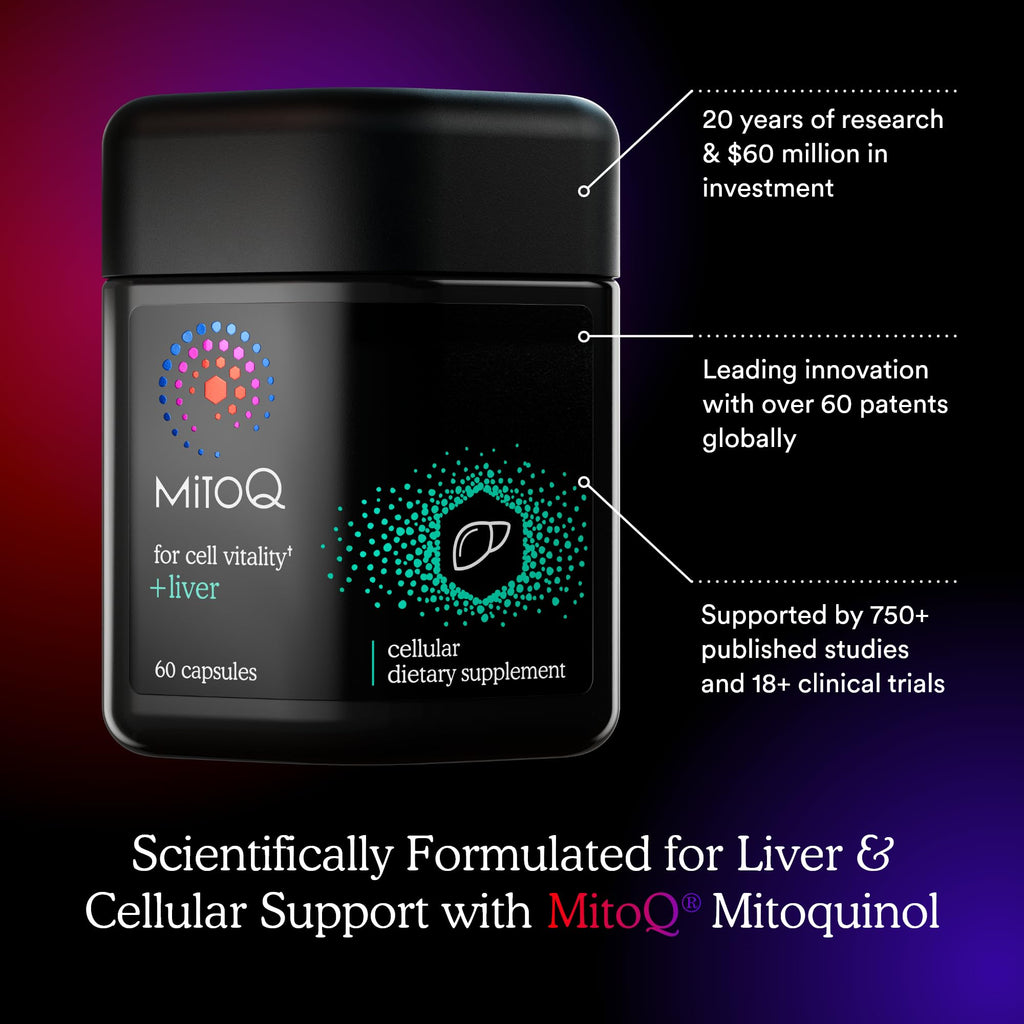 MitoQ +Liver – Advanced Liver Supplement with Highly Bioavailable Milk Thistle, Choline, Selenium Mitoquinol – Supports Metabolism, Body’s Natural Detoxification & Liver Health – 60 Capsules - TrustMedUSA