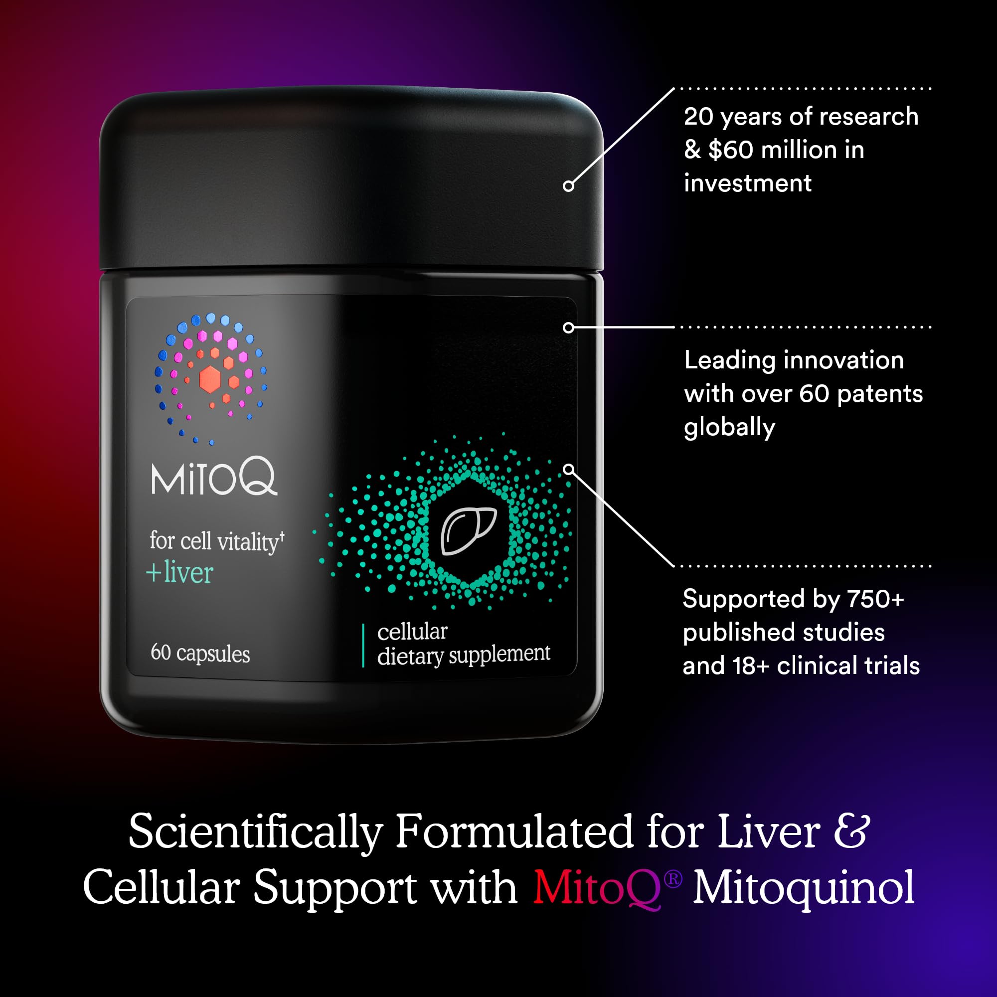 MitoQ +Liver – Advanced Liver Supplement with Highly Bioavailable Milk Thistle, Choline, Selenium Mitoquinol – Supports Metabolism, Body’s Natural Detoxification & Liver Health – 60 Capsules - TrustMedUSA