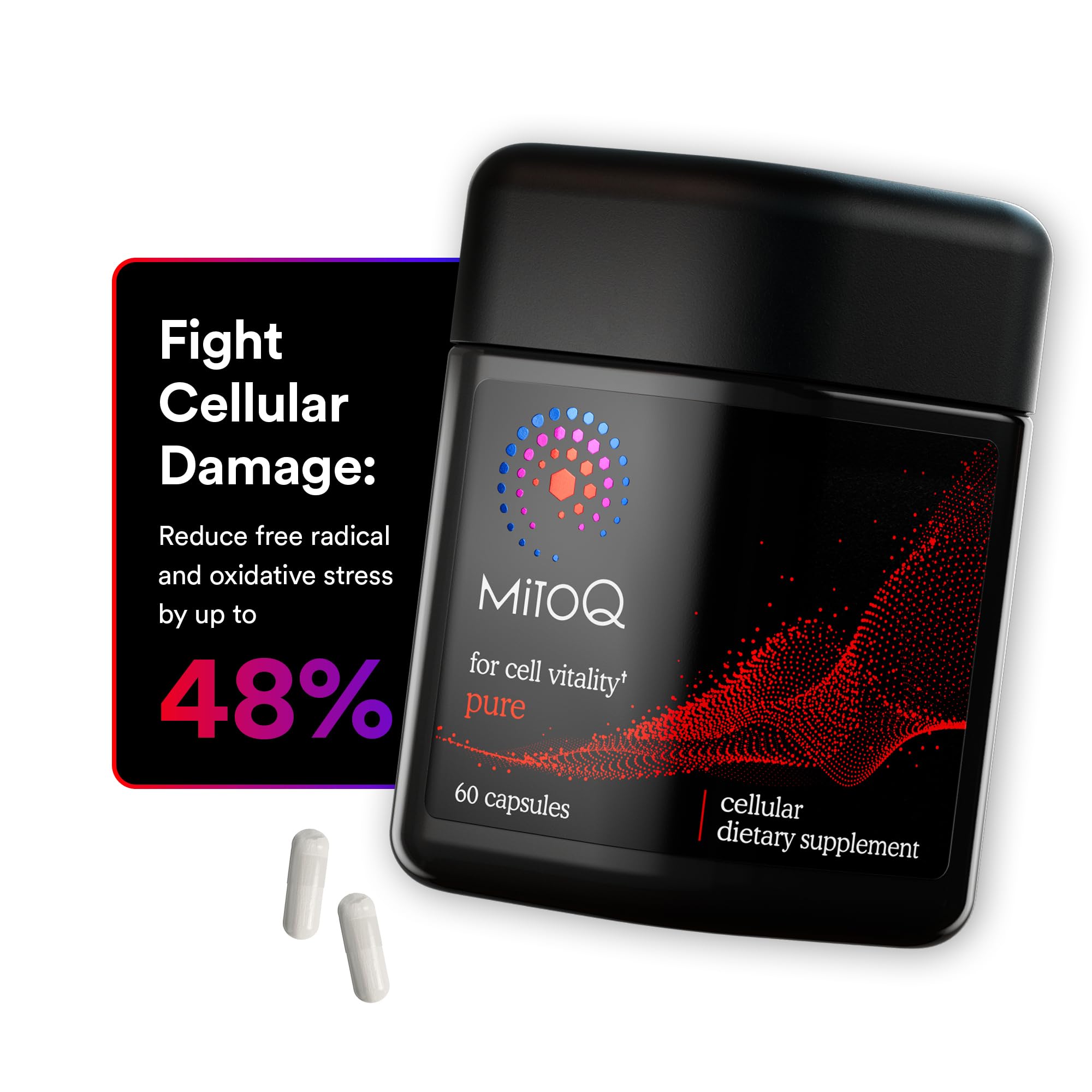 MitoQ Pure Advanced Mitochondria Supplement Superior Bioavailability to CoQ10 | Reduces Free Radical Damage for Healthy Aging, Metabolism, Heart Health, Energy, Strength & Mobility - TrustMedUSA
