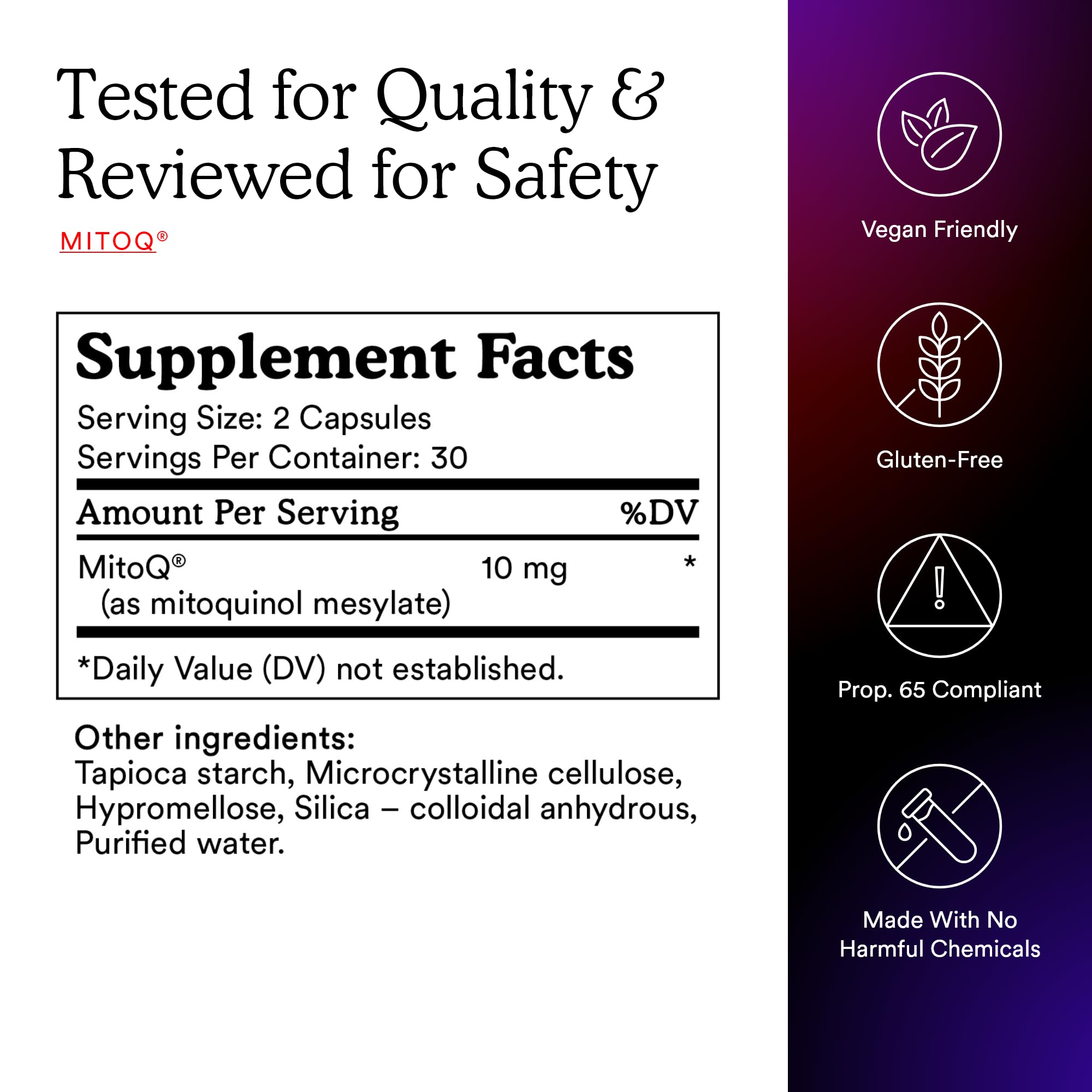 MitoQ Pure Advanced Mitochondria Supplement Superior Bioavailability to CoQ10 | Reduces Free Radical Damage for Healthy Aging, Metabolism, Heart Health, Energy, Strength & Mobility - TrustMedUSA