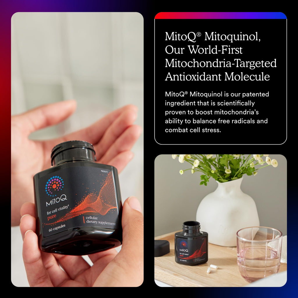 MitoQ Pure Advanced Mitochondria Supplement Superior Bioavailability to CoQ10 | Reduces Free Radical Damage for Healthy Aging, Metabolism, Heart Health, Energy, Strength & Mobility - TrustMedUSA