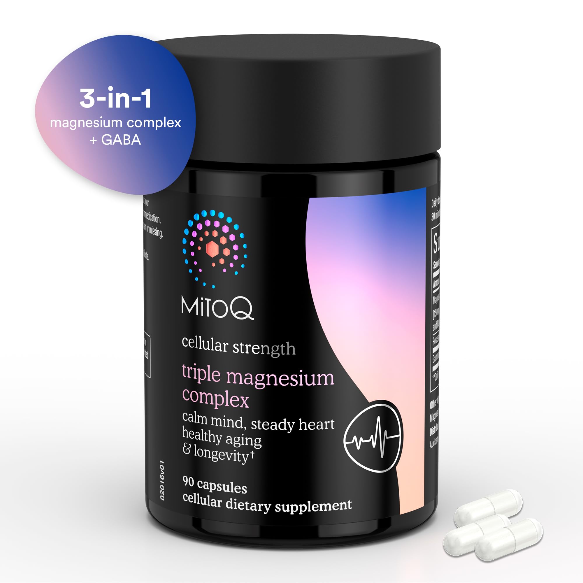 MitoQ Triple Magnesium Complex | Magnesium Glycinate, Taurinate, Oxide with GABA for Heart Health, Stress Management, & Deeper Sleep | High Absorption | 90 Capsules - TrustMedUSA