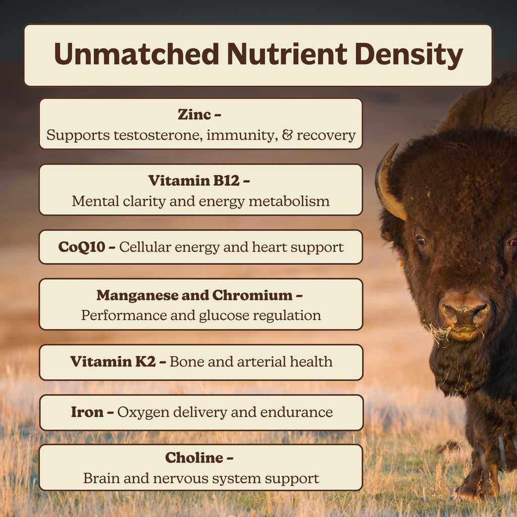 MK Supplements American Beast | Bison Liver & Heart Capsules | ~49x More CoQ10 Than Beef Liver | Regeneratively Raised Bison | 150 Capsules - TrustMedUSA