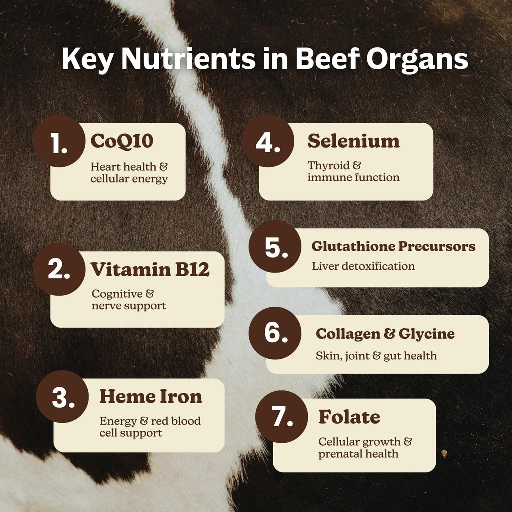 MK Supplements Grass-Fed Beef Organs Capsules | 5 Organs in Nature-Identical Ratios | B12, Copper & Heme Iron | Regeneratively Raised | 150 Capsules - TrustMedUSA