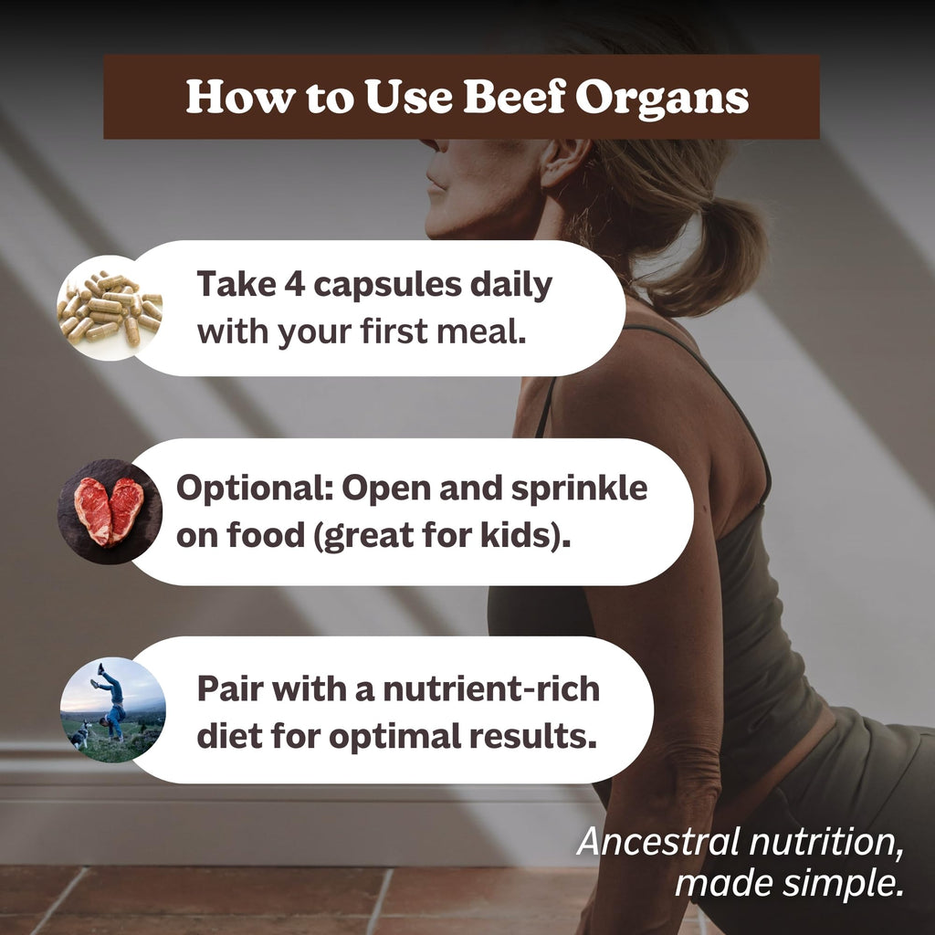 MK Supplements Grass-Fed Beef Organs Capsules | 5 Organs in Nature-Identical Ratios | B12, Copper & Heme Iron | Regeneratively Raised | 150 Capsules - TrustMedUSA
