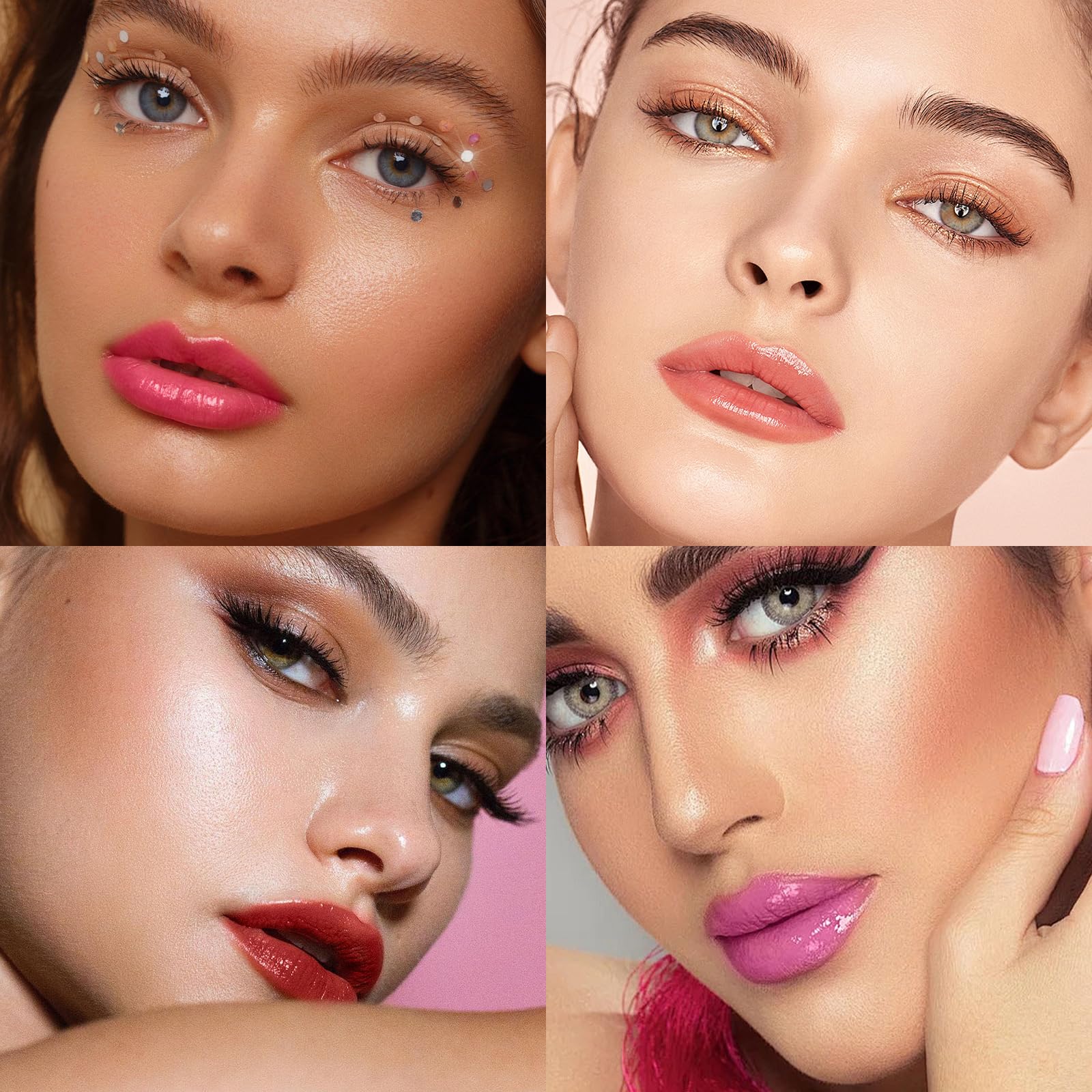 MLSMILE 3 Colors Fat Lip Oil Click Slick,Press Lipstick Set,Moisturizing Lip Balm,High Pigment Glow Lip Oil,Long-lasting,Pigmented Vegan,Lightweight and Glossy Lip Plumper with Coconut Oil-Set A - TrustMedUSA