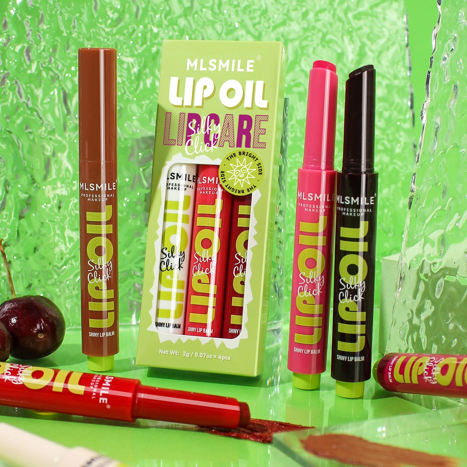 MLSMILE 3 Colors Fat Lip Oil Click Slick,Press Lipstick Set,Moisturizing Lip Balm,High Pigment Glow Lip Oil,Long-lasting,Pigmented Vegan,Lightweight and Glossy Lip Plumper with Coconut Oil-Set A - TrustMedUSA