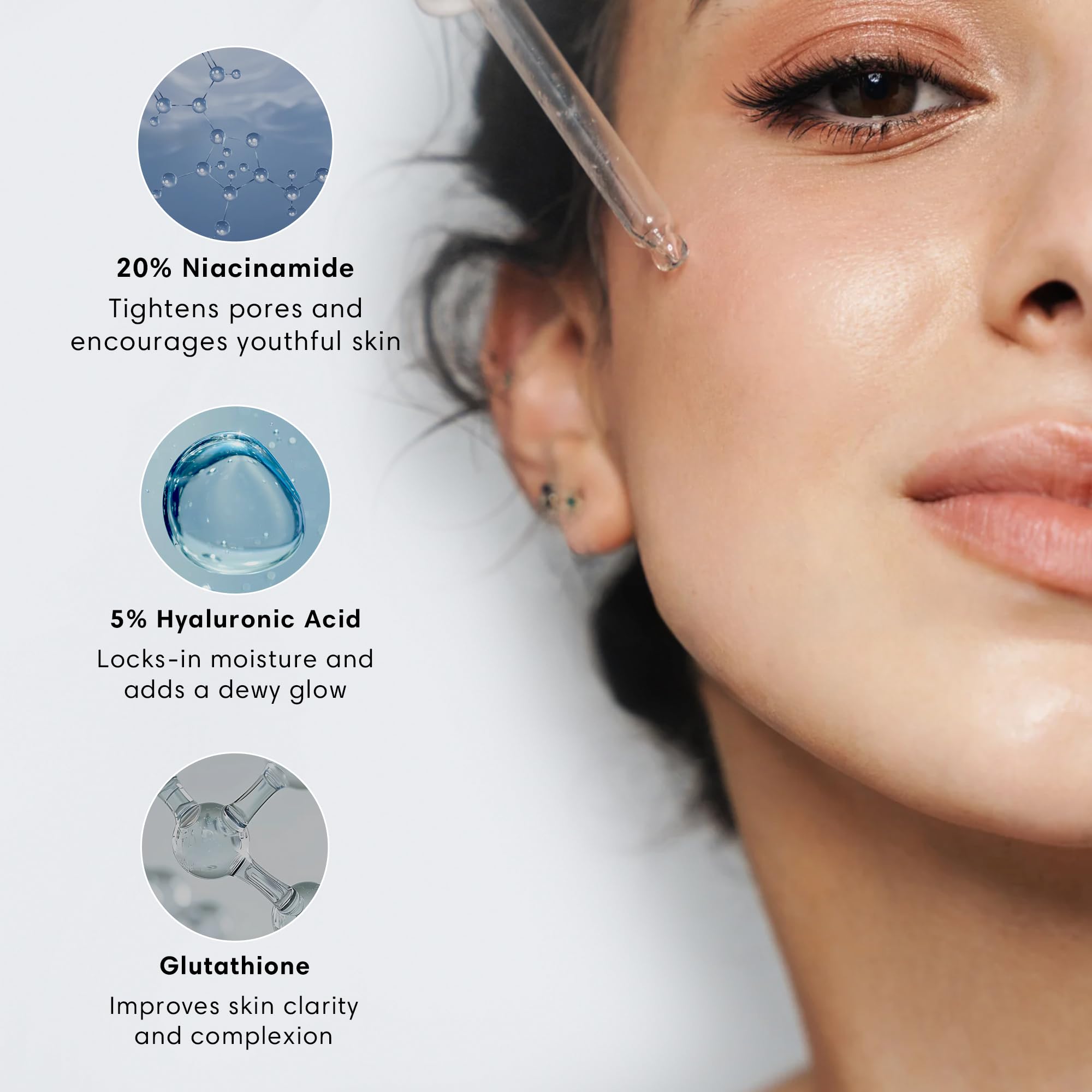 Mochi Glow 20% Niacinamide Serum for Face, High Potency Pore Tightening Skin Serum with Hyaluronic Acid & Glutathione, Anti-Aging Serum for Dark Spots & Fine Lines, Korean Skincare, 50ml/1.7fl.oz. - Maple Wellness Supplements