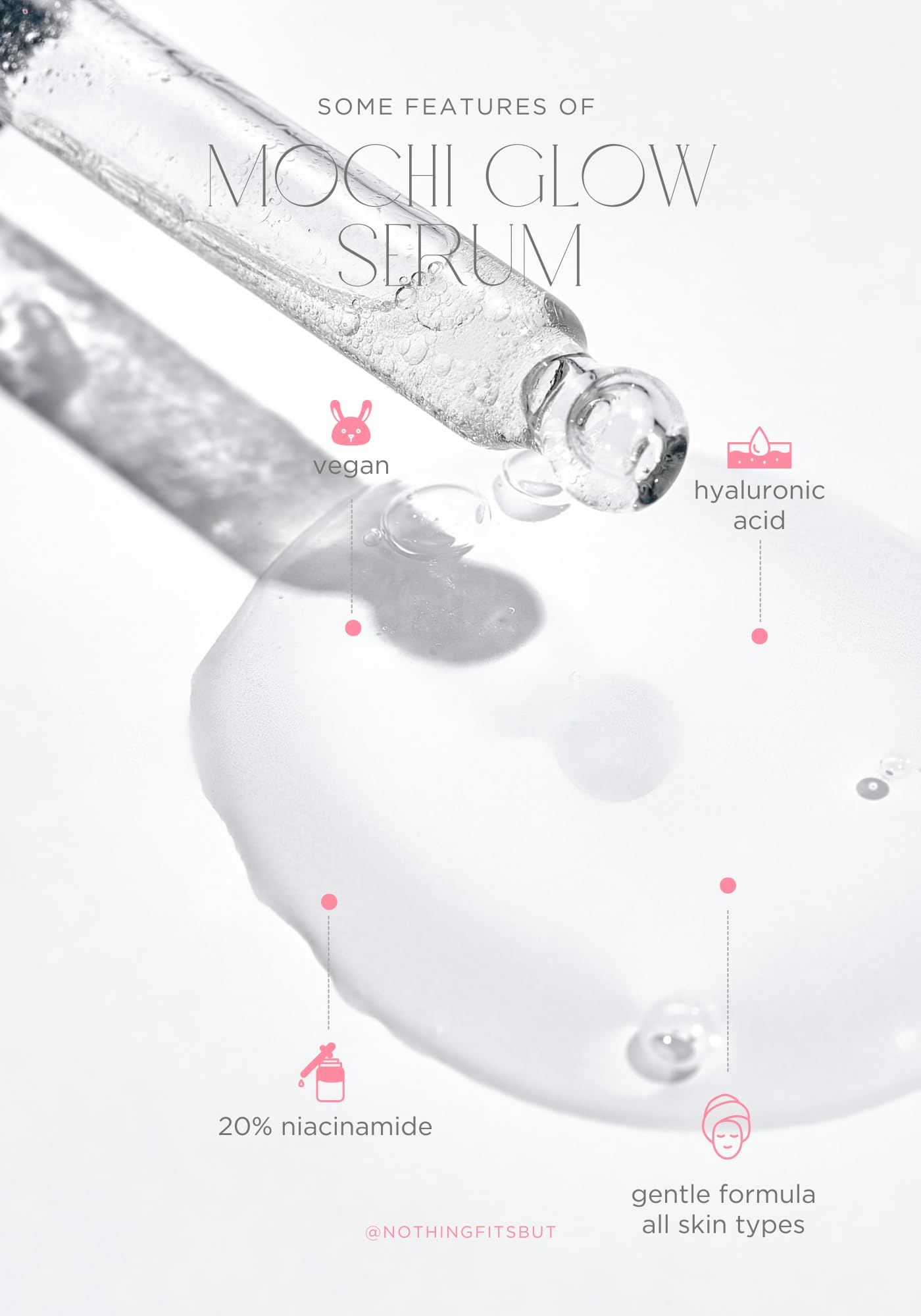 Mochi Glow 20% Niacinamide Serum for Face, High Potency Pore Tightening Skin Serum with Hyaluronic Acid & Glutathione, Anti-Aging Serum for Dark Spots & Fine Lines, Korean Skincare, 50ml/1.7fl.oz. - Maple Wellness Supplements
