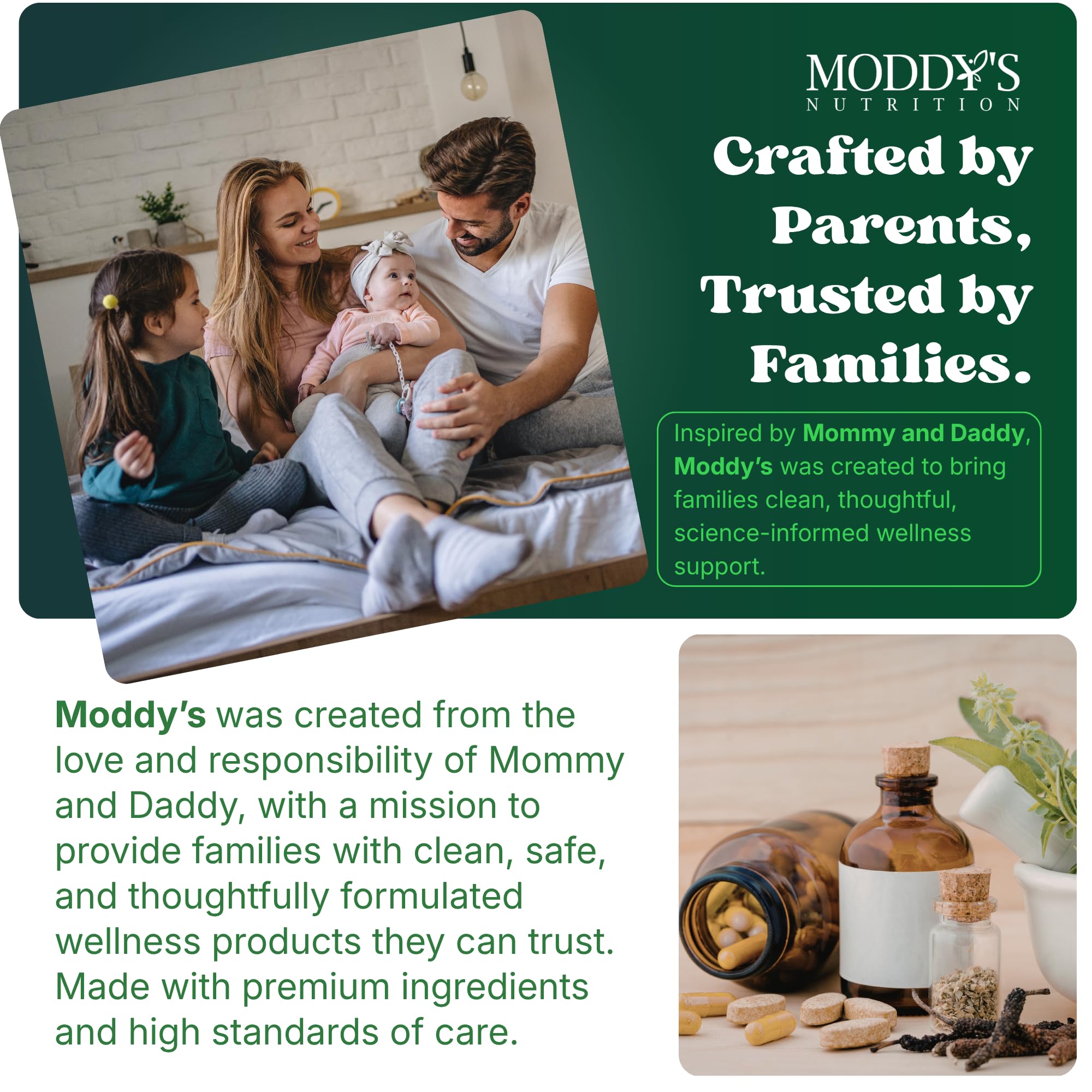 Moddy's Nutrition DreamHeight Growth Supplement for Kids & Teens, Bone, Immune & Sleep Support, Clinically Studied Formula, 120 Small Easy-to-Swallow Capsules - TrustMedUSA
