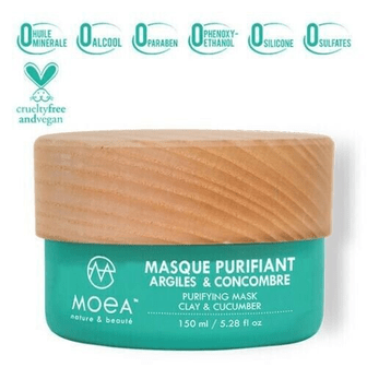 Moea Vegan Clay & Cucumber Purifying Mask absorbs impurities, 150 ml - Maple Wellness Supplements