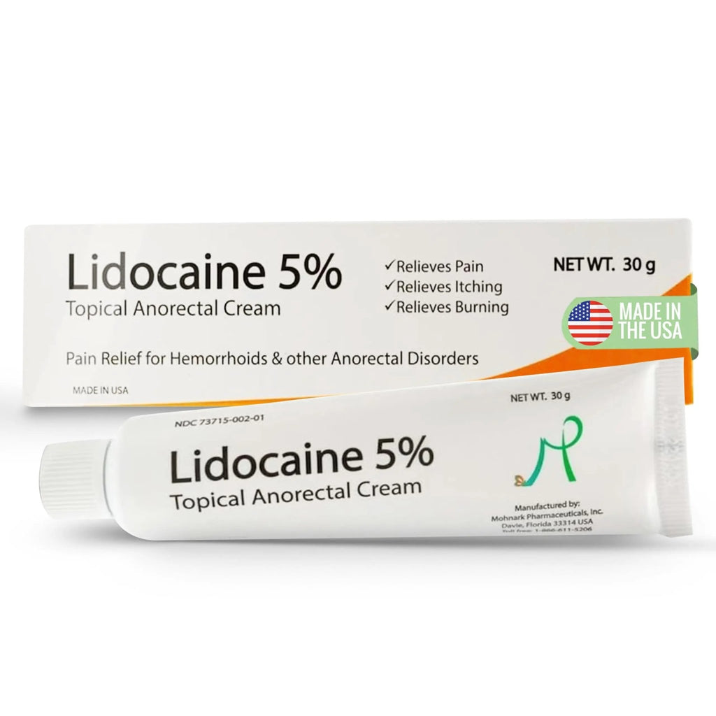 Mohnark Maximum Strength Lidocaine Hemorrhoid Treatment Cream for External and Internal Hemorrhoids Treatment Burn Itch Pain Relief Anal Cream Topical Anorectal Numbing Cream- 30 Gram Tube Made in USA - TrustMedUSA