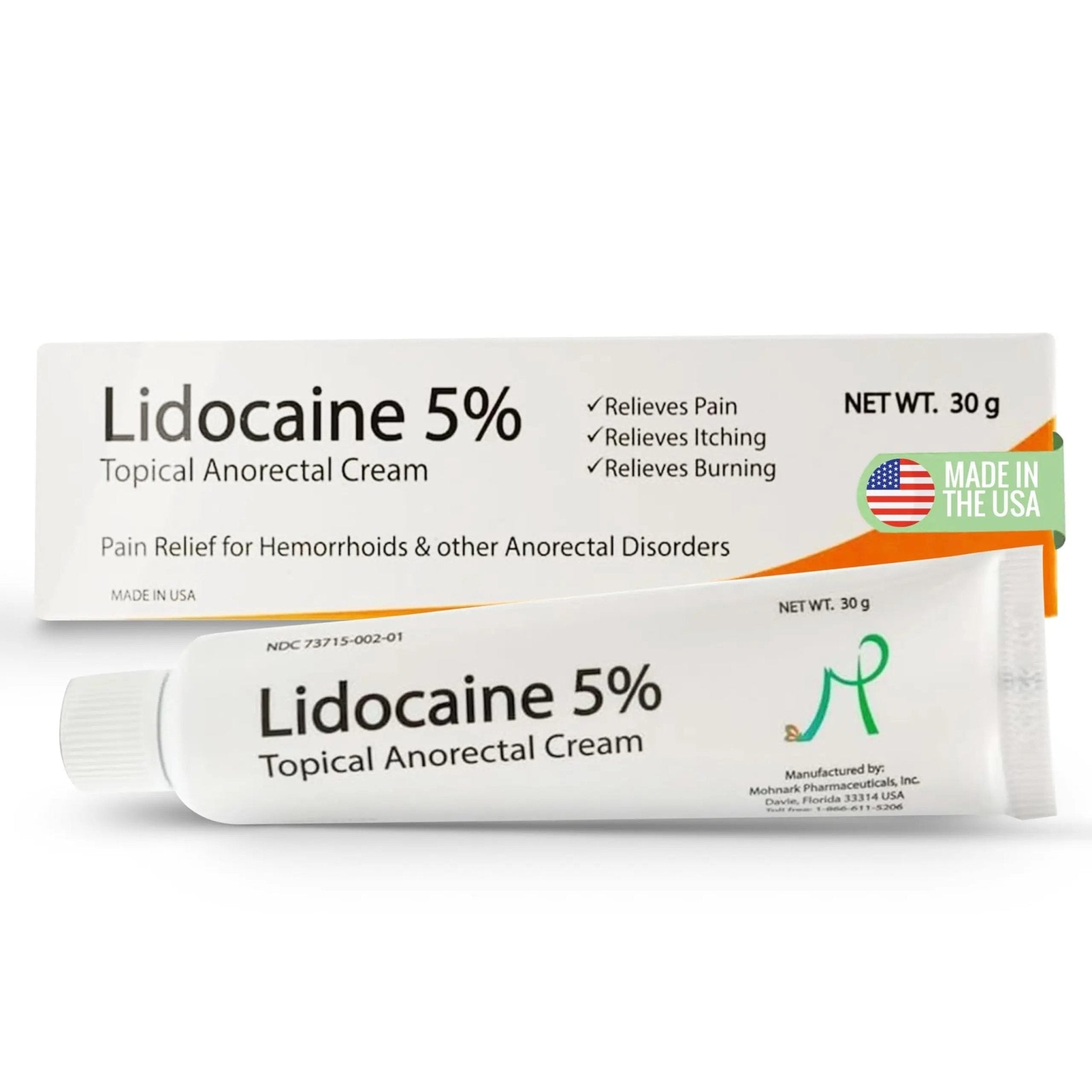 Mohnark Maximum Strength Lidocaine Hemorrhoid Treatment Cream for External and Internal Hemorrhoids Treatment Burn Itch Pain Relief Anal Cream Topical Anorectal Numbing Cream- 30 Gram Tube Made in USA - TrustMedUSA