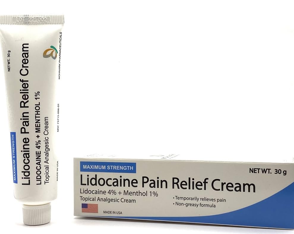 MOHNARK Pain Relief Cream with Lidocaine 4% and 1% Menthol | Includes Vitamin E | Numbs Away Pain Faster | Non-Greasy - TrustMedUSA