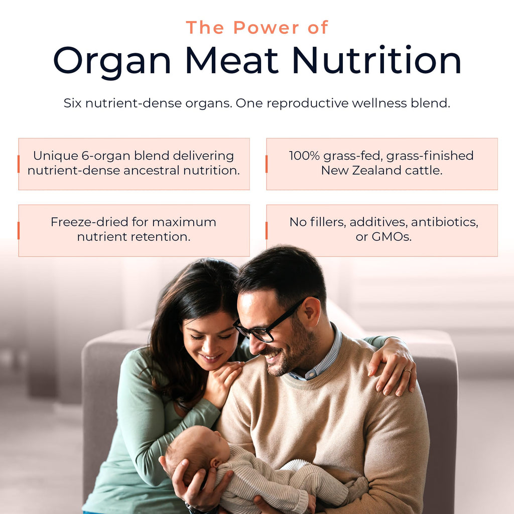 Molecular Fertility Beef Organ Complex - Pasture-Raised, Grass Fed Beef Liver, Brain, Heart, Spleen, Pancreas Blend, Healthy Hormone Balance and Fertility Supplement for Women and Men, 180 Capsules - TrustMedUSA