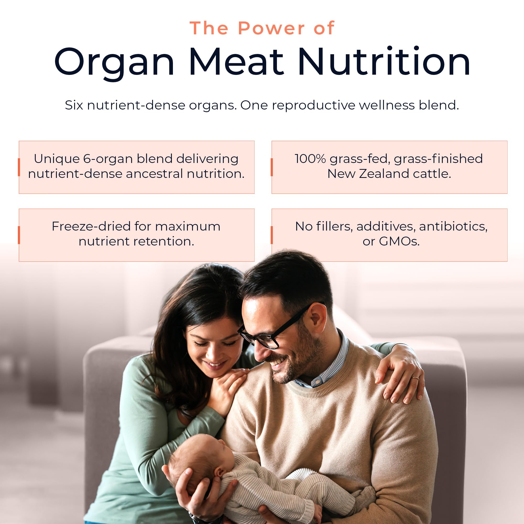 Molecular Fertility Beef Organ Complex - Pasture-Raised, Grass Fed Beef Liver, Brain, Heart, Spleen, Pancreas Blend, Healthy Hormone Balance and Fertility Supplement for Women and Men, 180 Capsules - TrustMedUSA