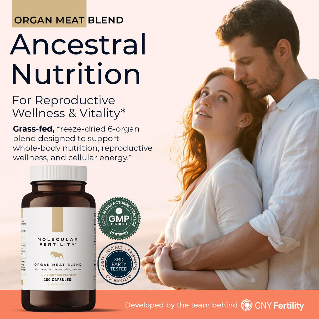 Molecular Fertility Beef Organ Complex - Pasture-Raised, Grass Fed Beef Liver, Brain, Heart, Spleen, Pancreas Blend, Healthy Hormone Balance and Fertility Supplement for Women and Men, 180 Capsules - TrustMedUSA