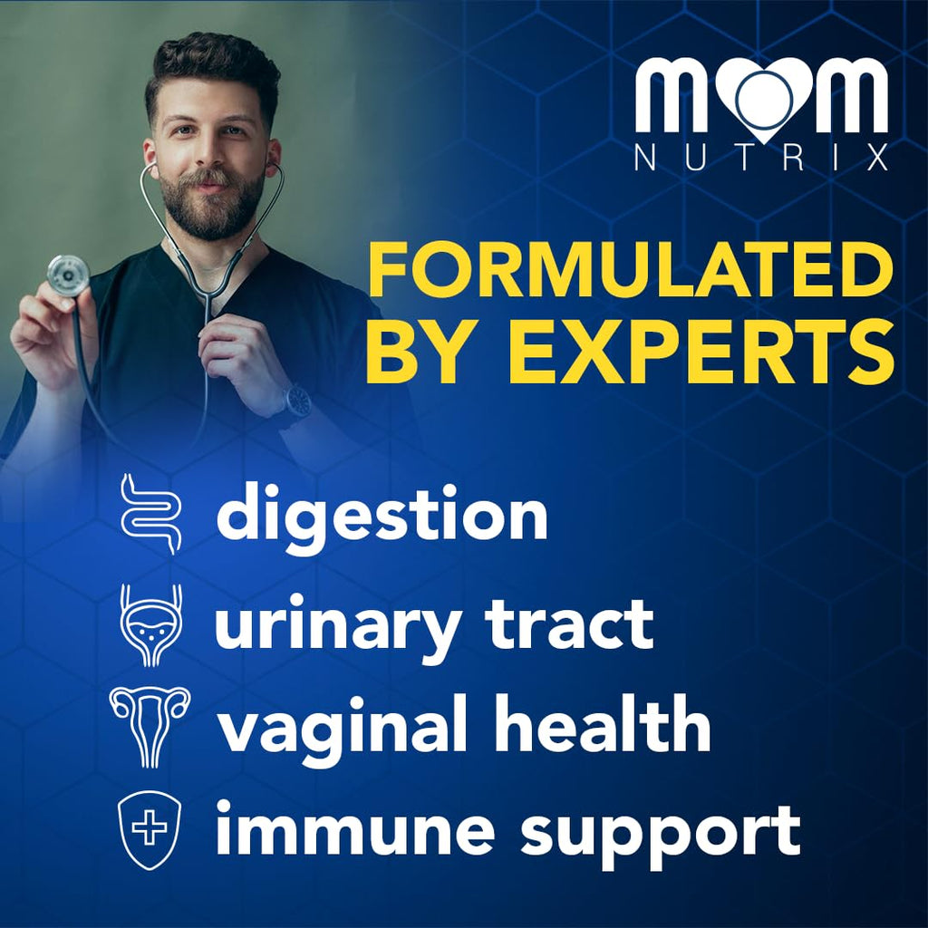 MOM NUTRIX Probiotic for Women - Vaginal, Gut, UT, pH Balance, Feminine & Digestive Health - Prebiotics with Probiotics, Cranberry, D-mannose - Bifidobacterium and Lactobacillus - 120 Capsules - Maple Wellness Supplements