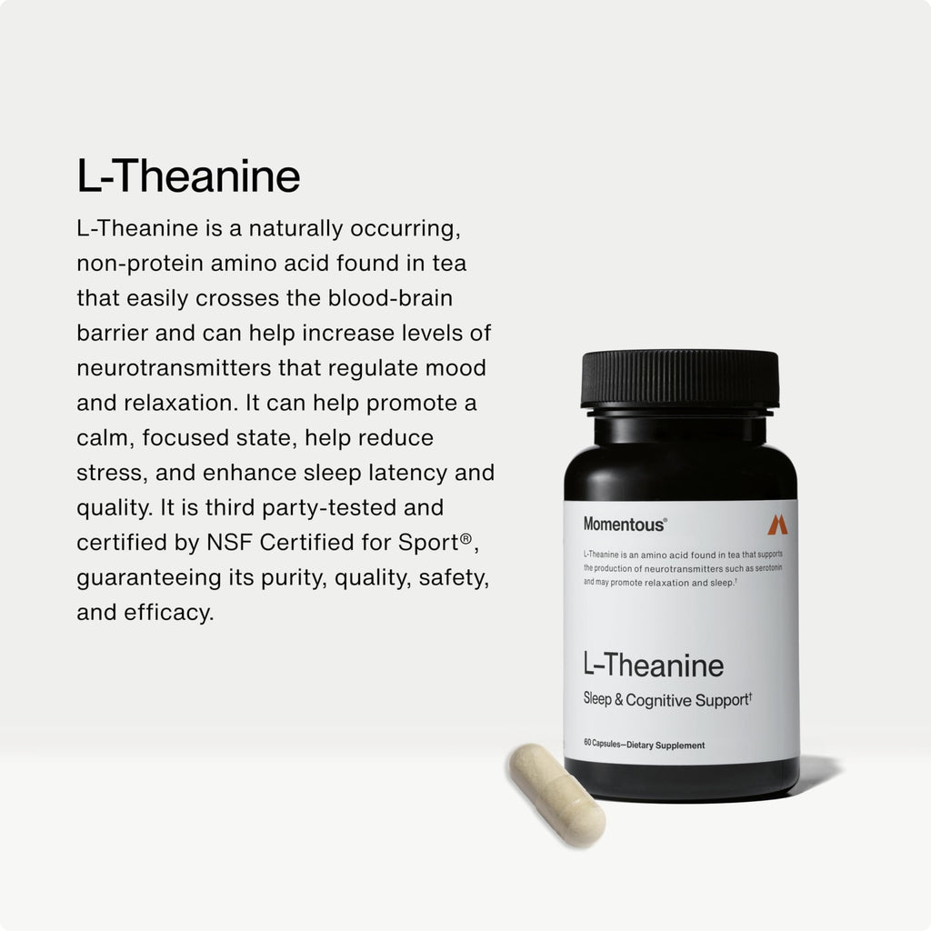 Momentous L-Theanine Supplement - 200 mg Capsules to Promote Relaxation & Focus - NSF Certified for Sport - TrustMedUSA