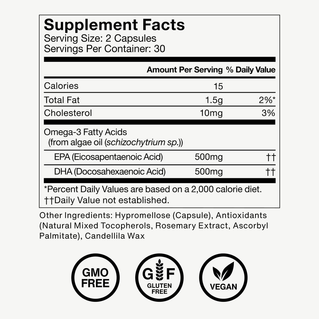 Momentous Vegan Omega-3 - Plant-Based EPA & DHA Supplement for Men & Women - Sourced from Algae Oil - Supports Heart, Joint, & Brain Health - NSF Certified for Sport - 1,000 mg - 30 Servings - Maple Wellness Supplements