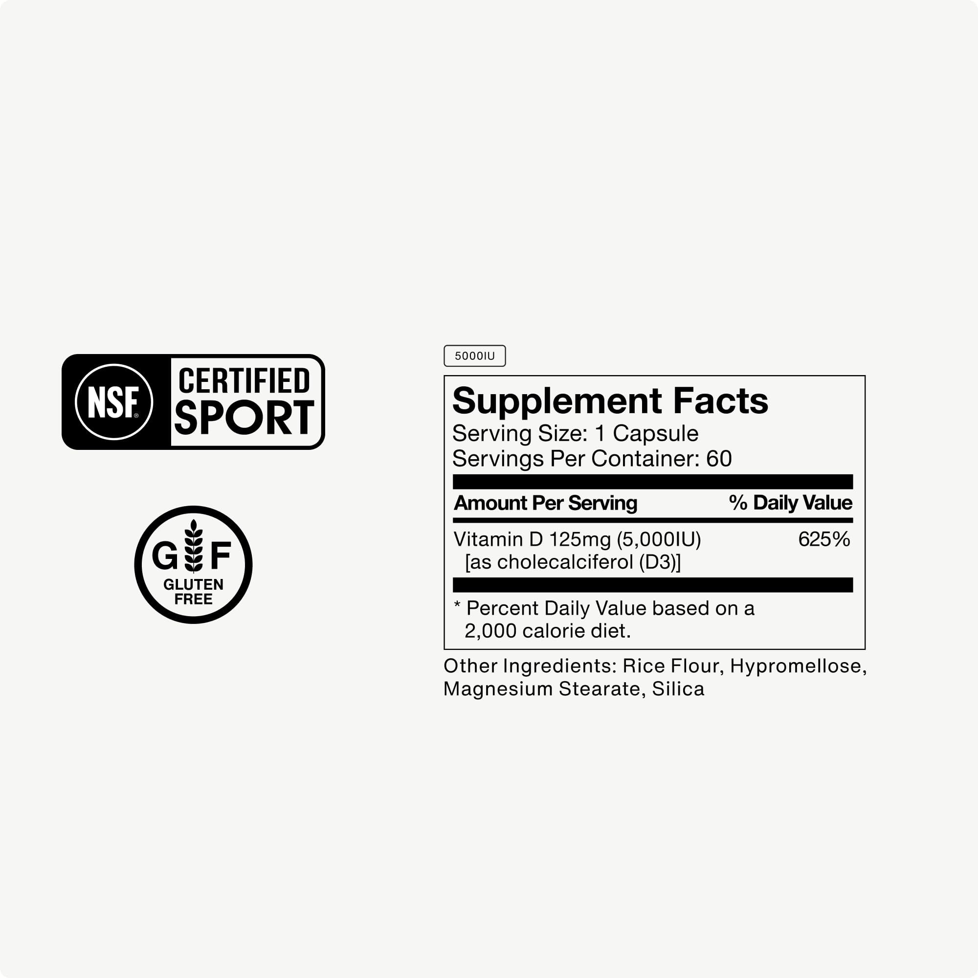 Momentous Vitamin D3 Supplement - 5,000 IU Capsules for Foundational Health Support - NSF Certified for Sport - Gluten Free - 60 Servings - Maple Wellness Supplements