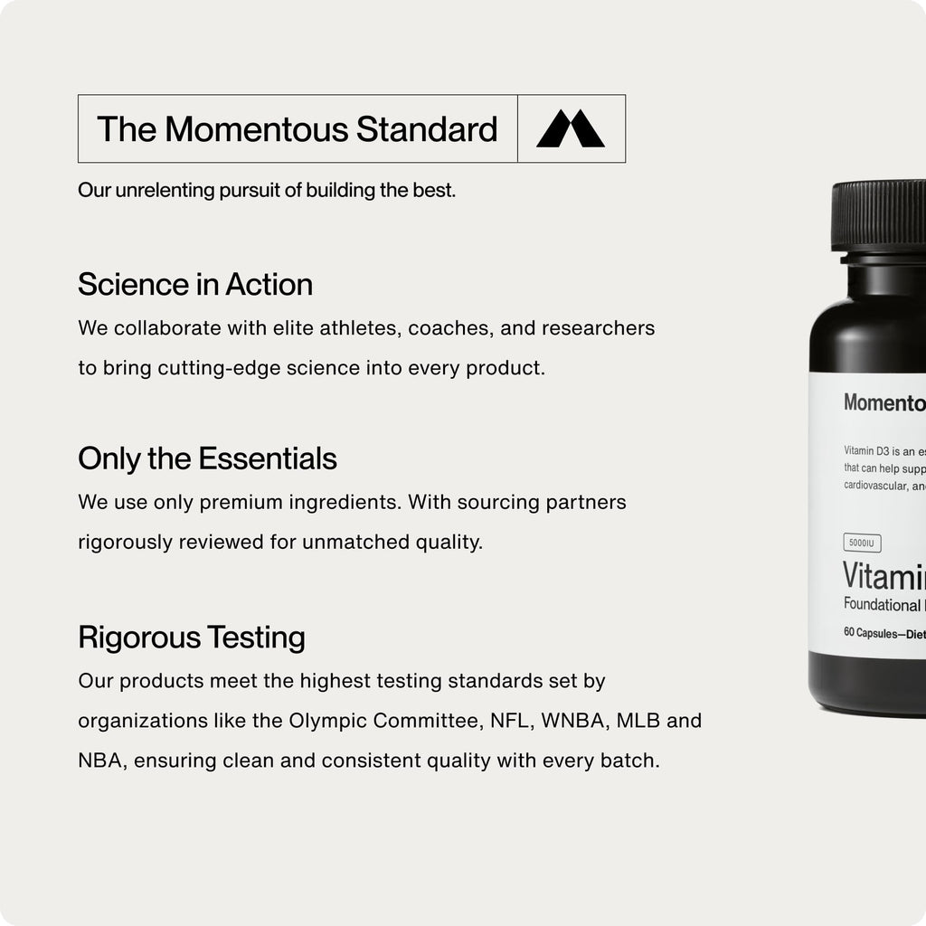 Momentous Vitamin D3 Supplement - 5,000 IU Capsules for Foundational Health Support - NSF Certified for Sport - Gluten Free - 60 Servings - Maple Wellness Supplements