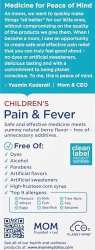 Mommy's Bliss Children's Pain and Fever Reducer, Kids Acetaminophen, Dye Free, Delicious Mixed Berry Flavor, Ages 2+, 4 Fluid Ounces (Pack of 2) - TrustMedUSA