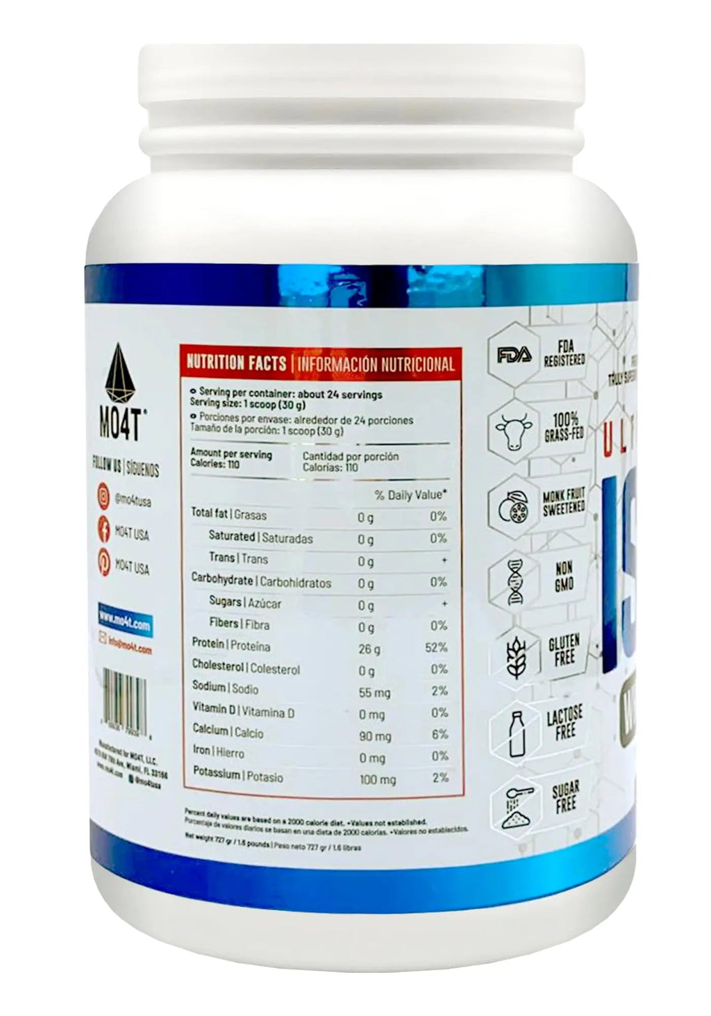 MOMOF4TRANSFORM MO4T Grass Fed Whey Protein Isolate Powder, Naturally Sweetened - TrustMedUSA