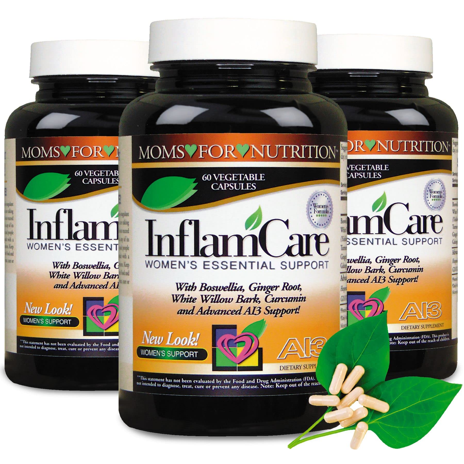Moms For Nutrition 3 Bottles - InflamCare 3000MG Women’s Formula Gluten Free - 180 Count - TrustMedUSA