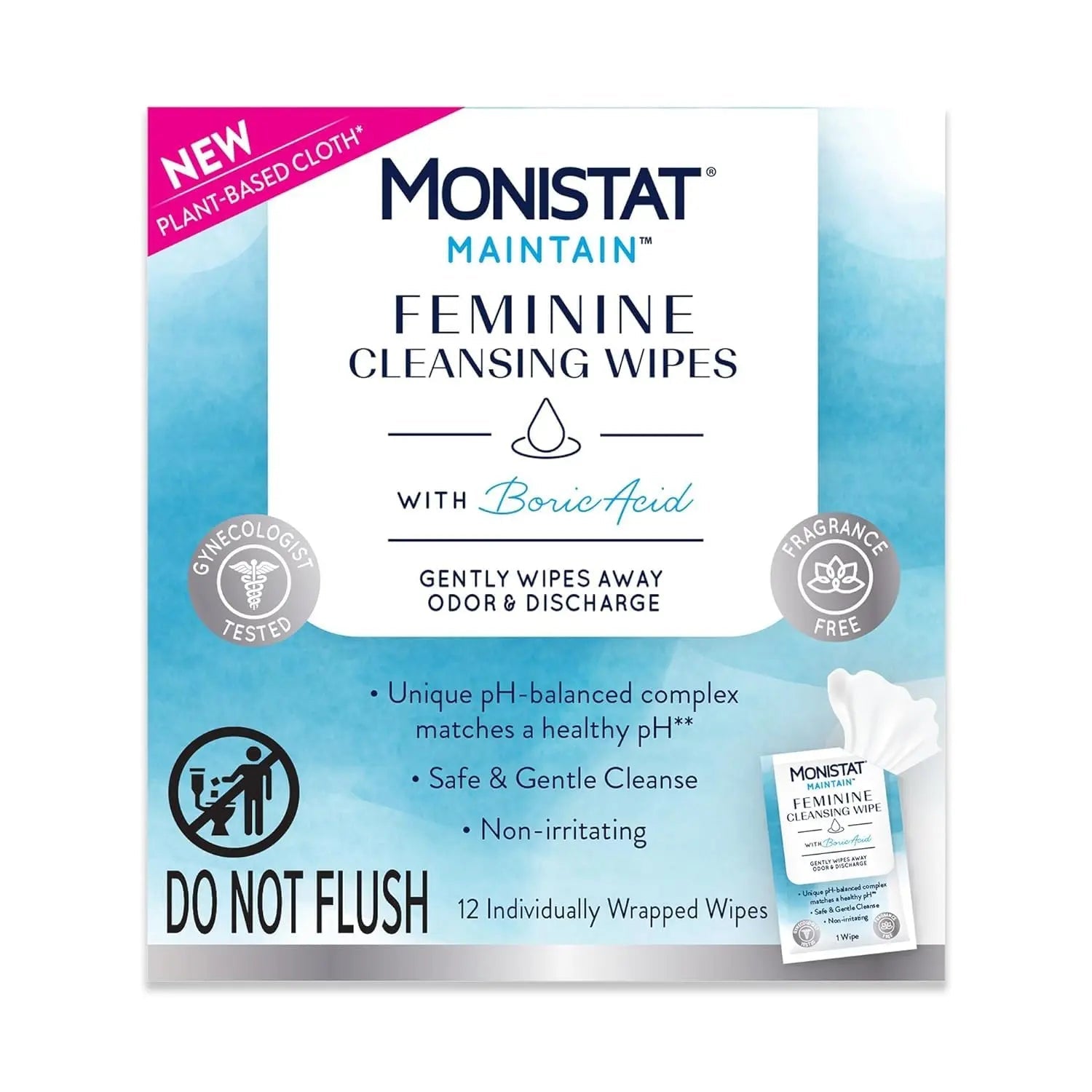 Monistat Boric Acid Feminine Cleanser, (2 Wash & 2 Cloth) Variety Pack - TrustMedUSA