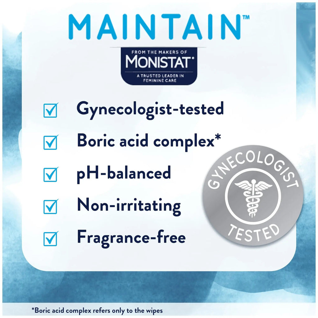 Monistat Maintain Boric Acid Odor Control Kit, 10 Feminine Wipes & 10 Boric Acid Suppositories for Women, Fragrance-Free and Non-Irritating pH Balanced Formulas to Control Vaginal Odor - TrustMedUSA