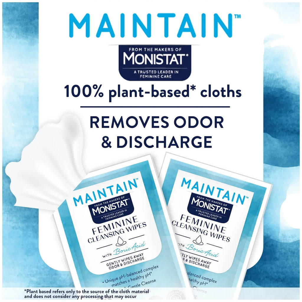 Monistat Maintain Boric Acid Odor Control Kit, 10 Feminine Wipes & 10 Boric Acid Suppositories for Women, Fragrance-Free and Non-Irritating pH Balanced Formulas to Control Vaginal Odor - TrustMedUSA