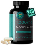 Monolaurin 1000mg Capsules — Made with Pure Glycerol and Lauric Acid from Raw Coconut — Natural Vegans- Non-GMO and Soy Free — 240 Capsules - Maple Wellness Supplements