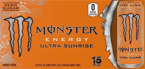Monster Energy Ultra Sunrise, Sugar Free Energy Drink, 16 Fl Oz (Pack of 15) - TrustMedUSA