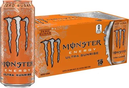 Monster Energy Ultra Sunrise, Sugar Free Energy Drink, 16 Fl Oz (Pack of 15) - TrustMedUSA