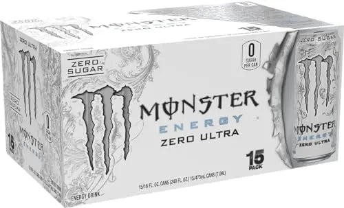 Monster Energy Zero Ultra, Sugar Free Energy Drink, 16 Ounce (Pack of 15) - TrustMedUSA