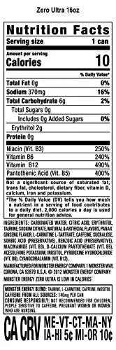 Monster Energy Zero Ultra, Sugar Free Energy Drink, 16 Ounce (Pack of 15) - TrustMedUSA