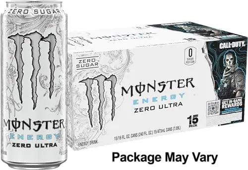 Monster Energy Zero Ultra, Sugar Free Energy Drink, 16 Ounce (Pack of 15) - TrustMedUSA
