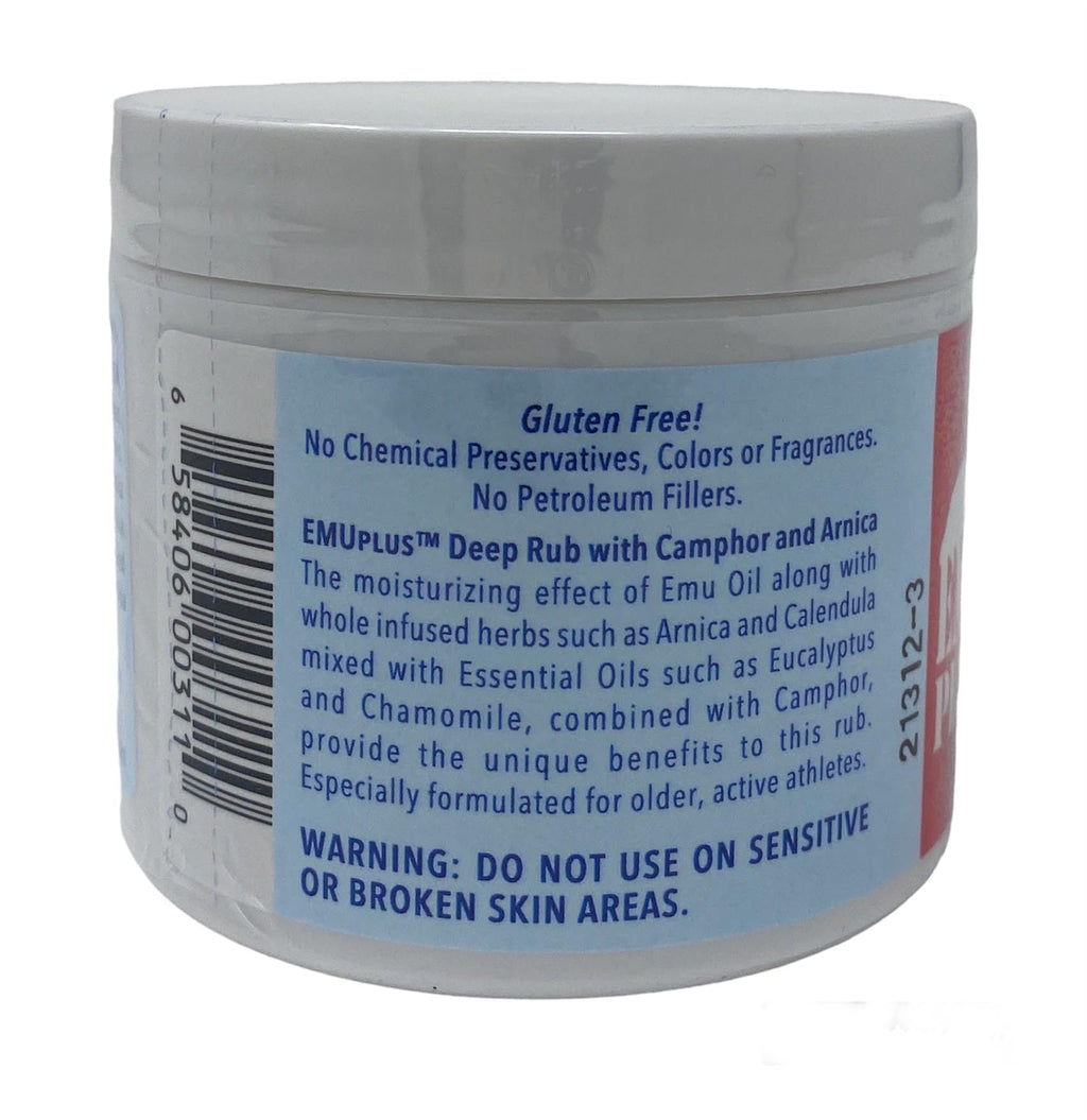 Montana Emu Ranch - EMUplus Deep Rub with Camphor and Arnica 4 Ounce - Made with Pure Emu Oil - TrustMedUSA