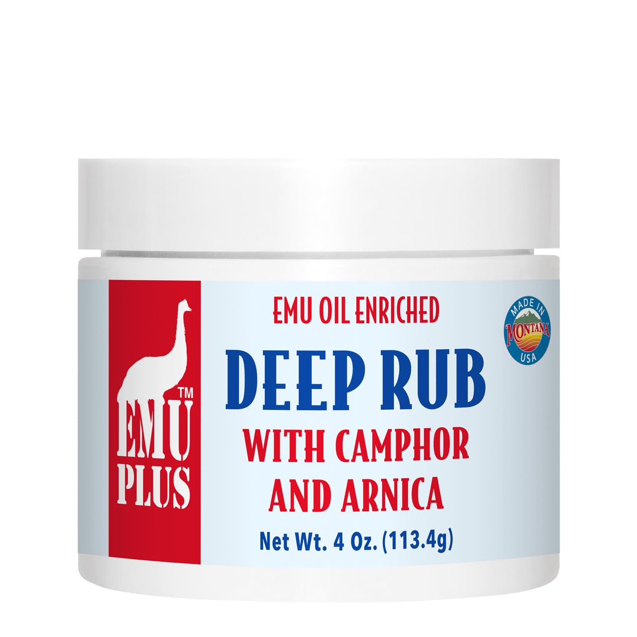 Montana Emu Ranch - EMUplus Deep Rub with Camphor and Arnica 4 Ounce - Made with Pure Emu Oil - TrustMedUSA