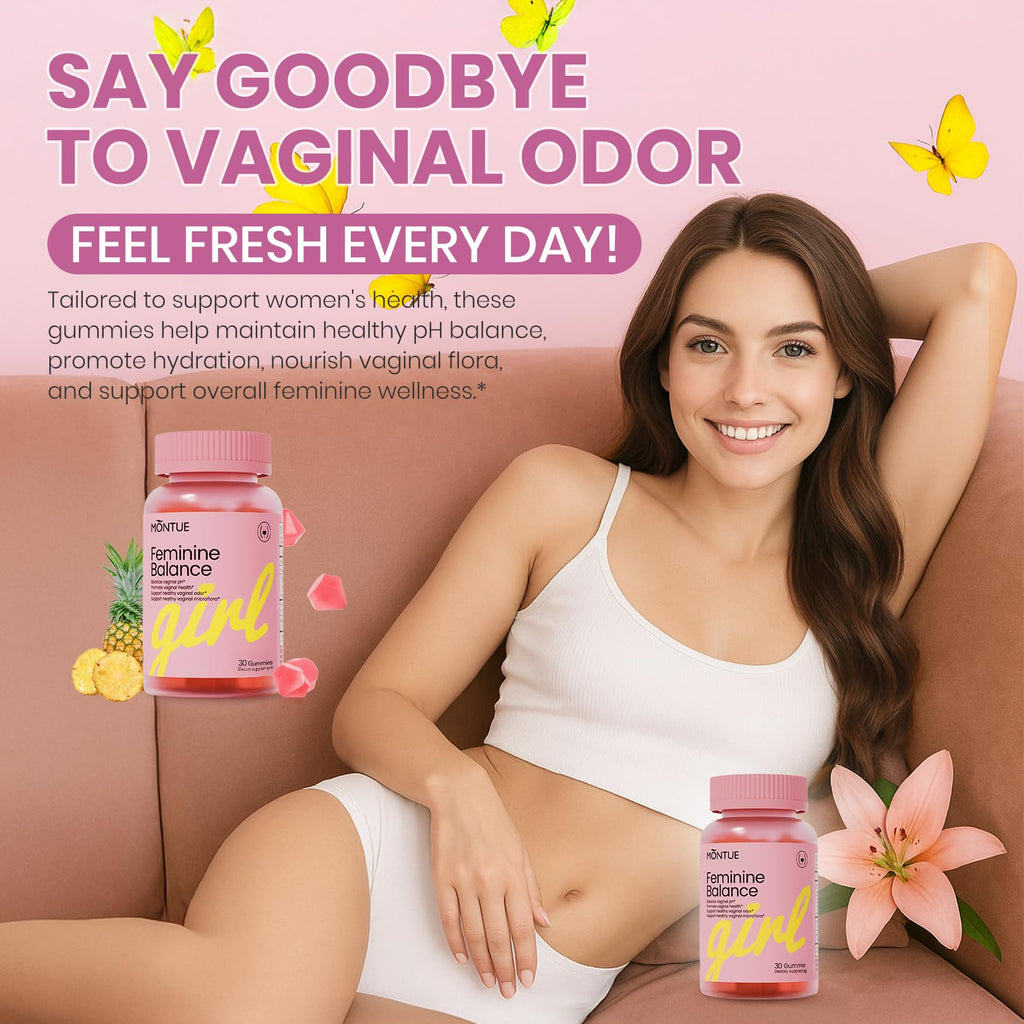 Montue Premium Diamond Feminine Balance Gummies-pH Balance with Prebiotics & Lactobacillus Probiotic Blend&Hawaiian Pineapple Immune Support,Vegan& Non-GMO（30 Gummies） - TrustMedUSA