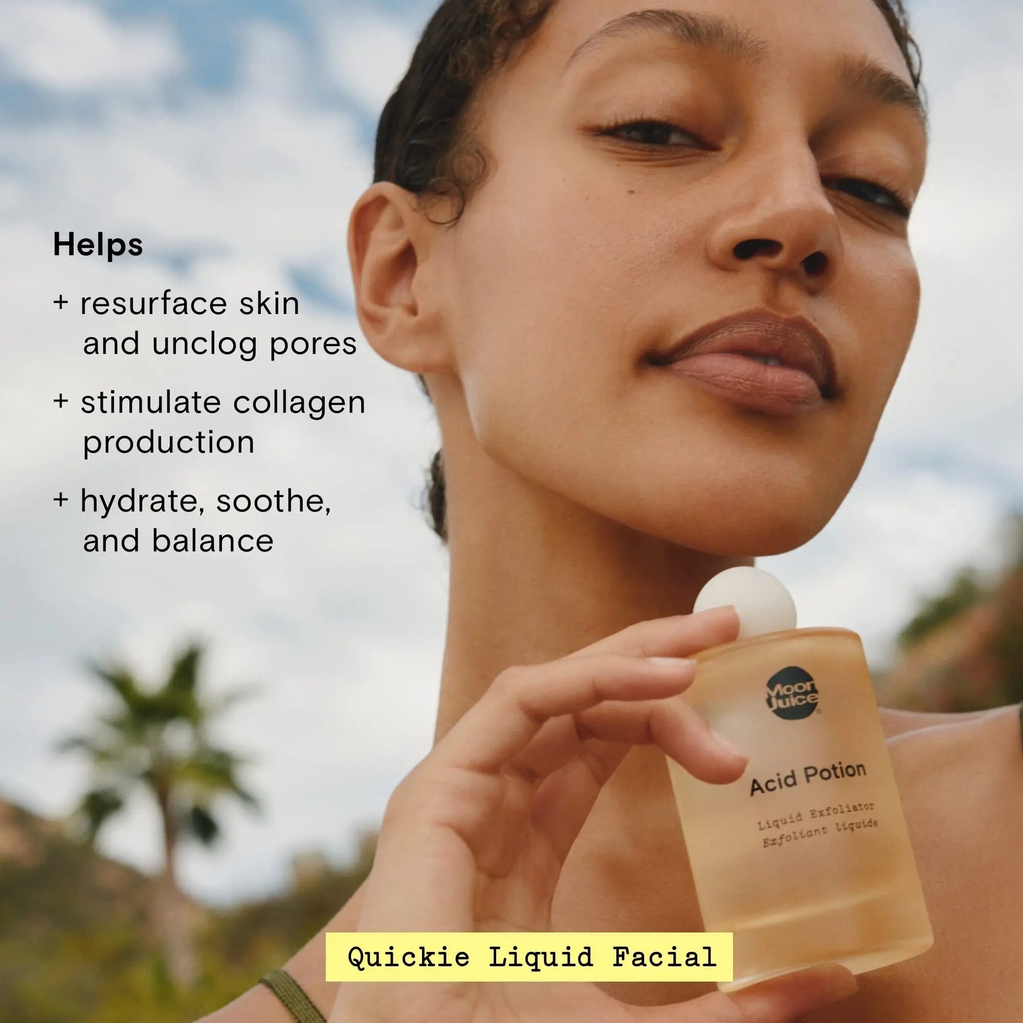Moon Juice Acid Potion Liquid Face Exfoliator - 25% AHA BHA Exfoliant with Reishi + Niacinamide - Helps Resurface Skin, Unclog Pores, & Stimulate Collagen - Hydrates & Soothes Skin (3.3 Fl oz) - TrustMedUSA