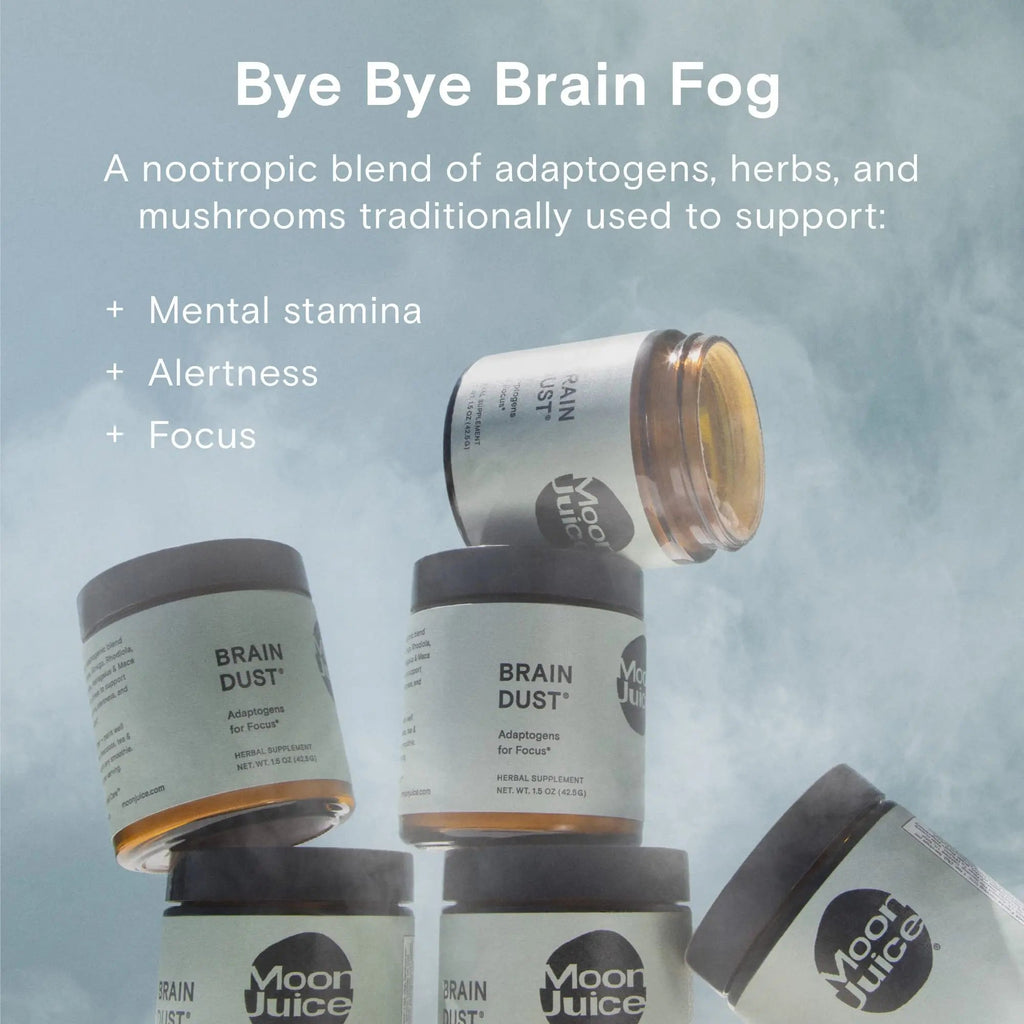 Moon Juice Brain Dust - Adaptogenic Mushroom Supplement for Memory & Focus - Lion’s Mane, Ginkgo Biloba & Ashwagandha - Caffeine-Free, Vegan Brain Supplement - 1.5 oz - TrustMedUSA