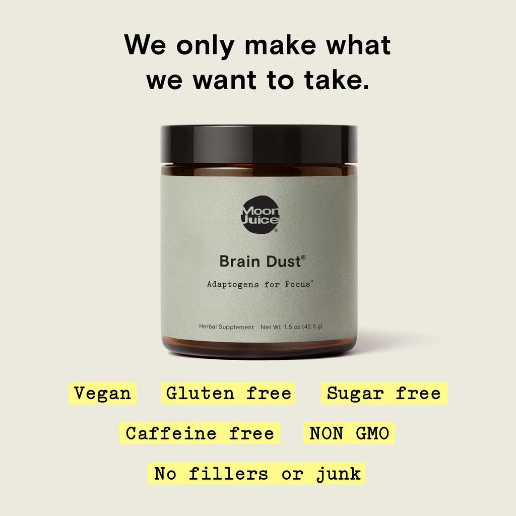 Moon Juice Brain Dust - Adaptogenic Mushroom Supplement for Memory & Focus - Lion’s Mane, Ginkgo Biloba & Ashwagandha - Caffeine-Free, Vegan Brain Supplement - 1.5 oz - TrustMedUSA