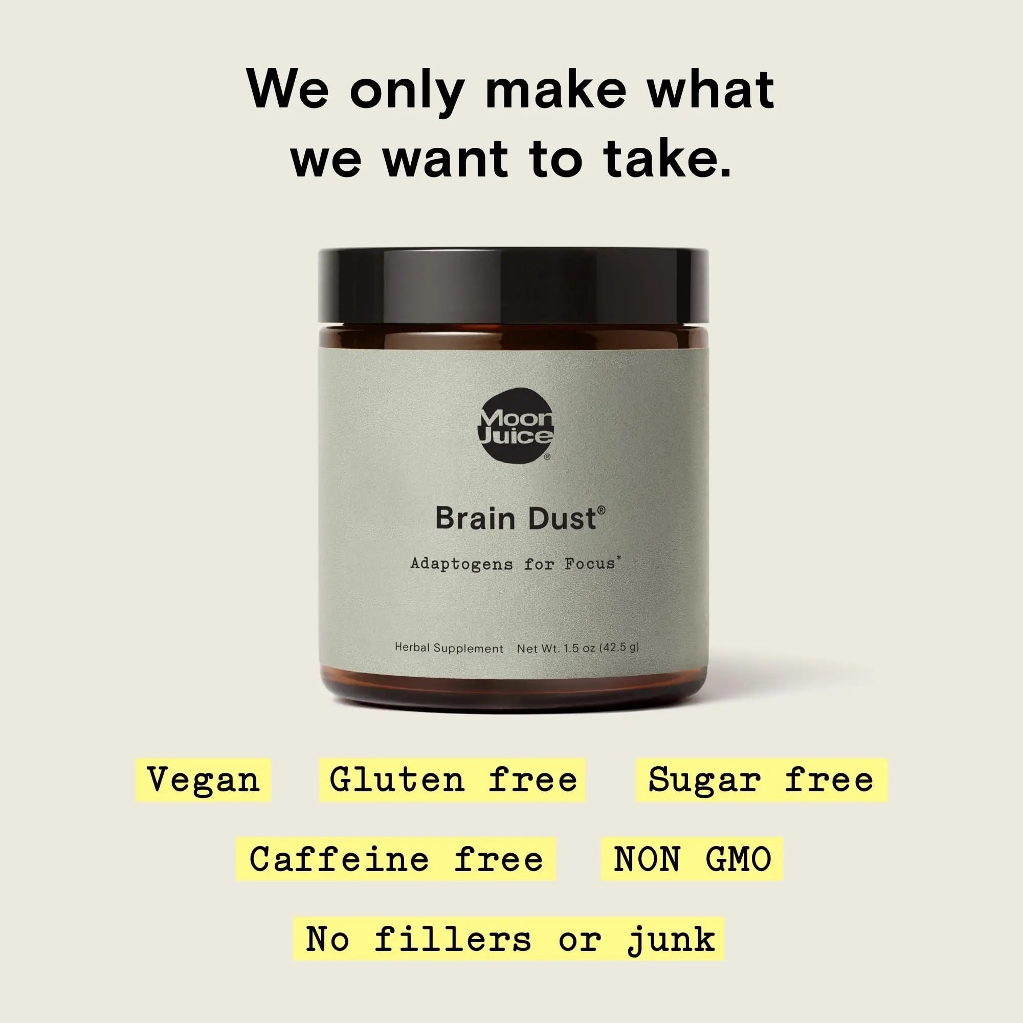Moon Juice Brain Dust - Adaptogenic Mushroom Supplement for Memory & Focus - Lion’s Mane, Ginkgo Biloba & Ashwagandha - Caffeine-Free, Vegan Brain Supplement - 1.5 oz - TrustMedUSA